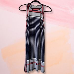 Max Studio Navy & Pink Sleeveless Striped Dress